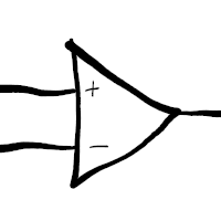 Circuit diagram symbol for an op-amp without power pins >